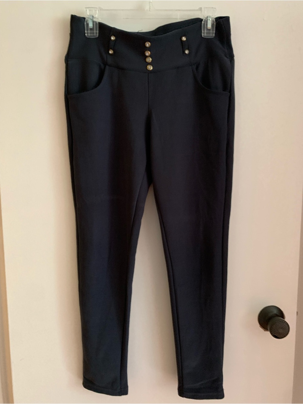 YOO KOI , grey Button-Front Ponte Leggings